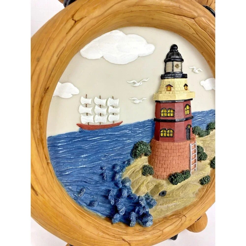 Harbors Edge Collection Ship Wheel Lighthouse w/Motion Sensor Light & Sound Vid